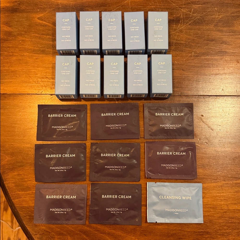 NIP Madison Reed Lot of 19 10 Caps 8 Barrier Cream 1 Cleansing Wipe New!!